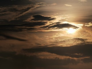 Beautiful dawn, morning sun rises by the sea. Scenic beach, sea, ocean, coastline, rocks, sands, cloudscape and skyline photography.