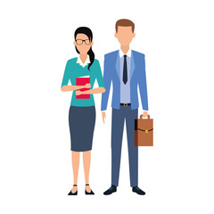 avatar business young woman and man icon