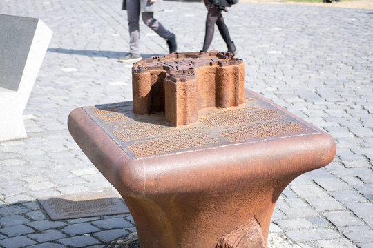 metal map with old district CETATE in Timisoara, Romania