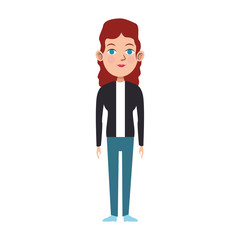 cartoon young woman icon, flat design