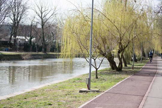 hiking and biking trails by the Bega river in Timisoara