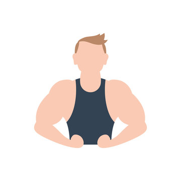 Isolated gym man muscle icon flat design