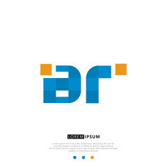 Fototapeta premium BR B R Logo Monogram with Blue and yellow Colors. modern letter logo design