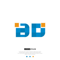 Fototapeta premium BD B D Logo Monogram with Blue and yellow Colors. modern letter logo design