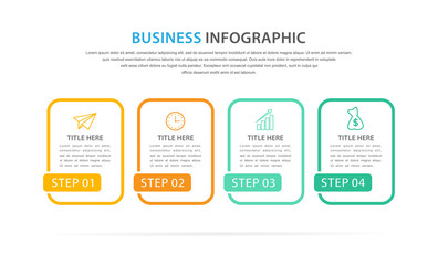 business infographic template, flat design concept with 4 option or step, vector eps 10