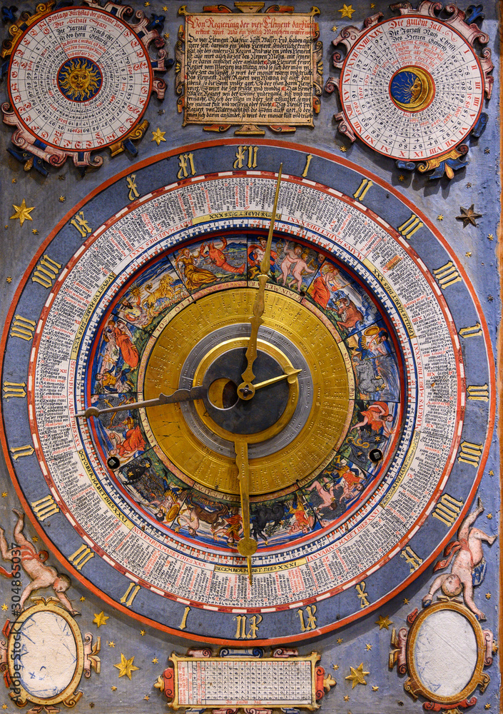 Wall mural an ancient clock with constellations