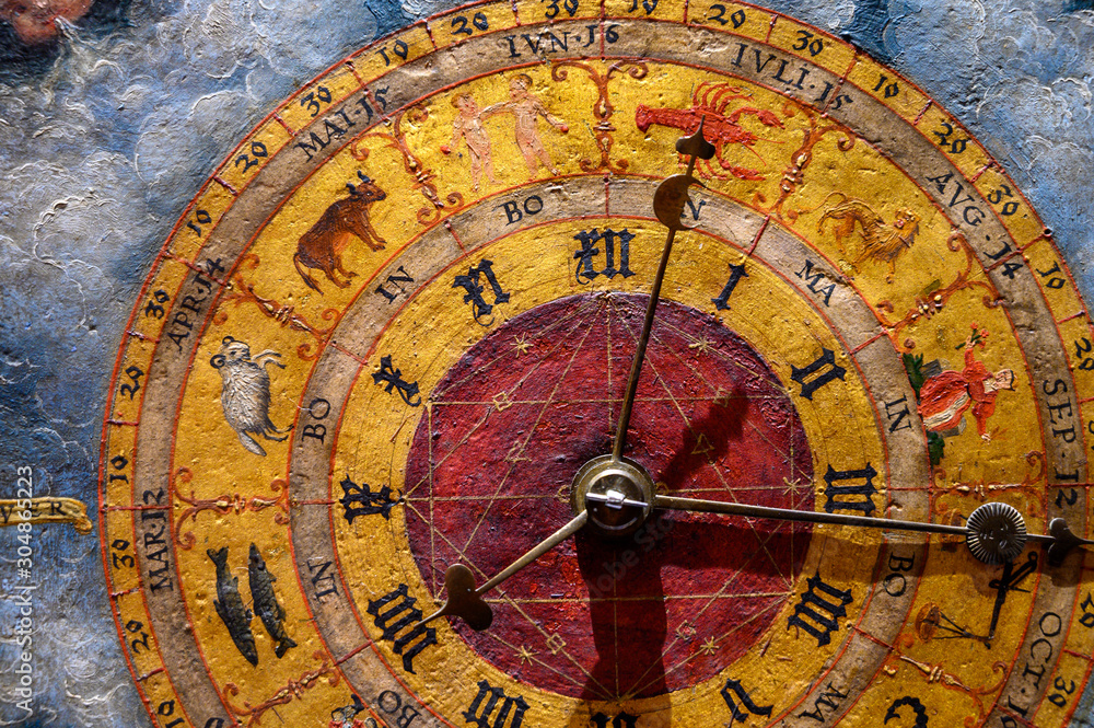 Canvas Prints an ancient clock with constellations
