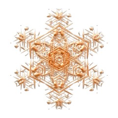 Bronzed brass gold shiny 3d snowflake illustration render symbol isolated on white