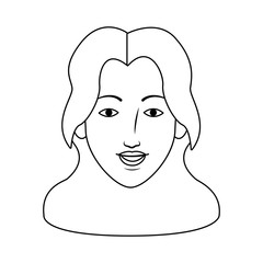 cartoon woman with long hair icon, flat design