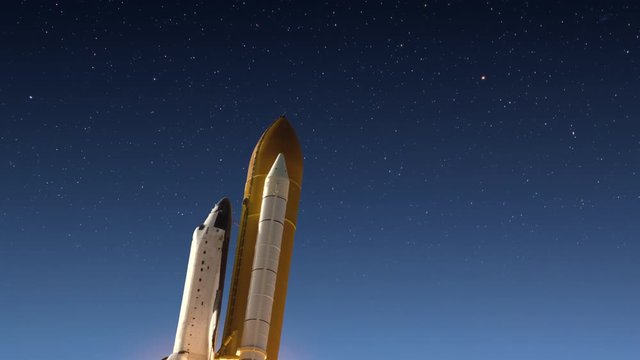 Space Shuttle Atlantis Rocket Launch Animation. Takeoff to Orbit