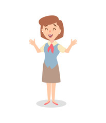 Businesswoman character set. Animate character. Female personage constructor. Different woman postures. Vector set personage.