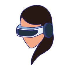 woman using technology of augmented reality vector design