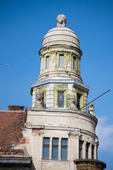 an ornate tower on the old building