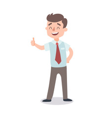Businessman character set. Animate character. Male personage constructor. Different man postures. Vector set personage.