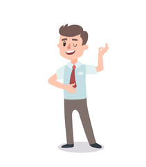 Businessman character set. Animate character. Male personage constructor. Different man postures. Vector set personage.