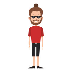 cartoon hipster man standing icon