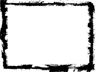 Black frame hand drawn on white background. Paint strokes with a dry brush