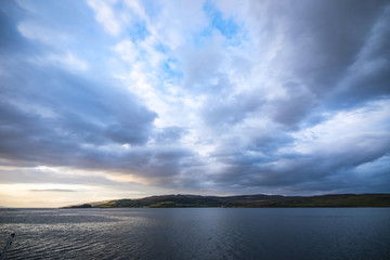 Waves breaking on coastal cliffs of Scotland.