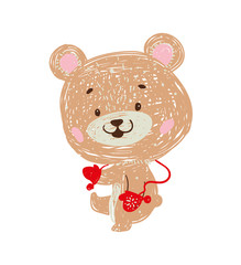 Christmas Posters. Vector illustration. Template for Greeting Scrapbooking, Congratulations, Invitations, Stickers, Planners and cards. Cute personage - bear.