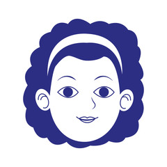 woman with curly hair icon, flat design
