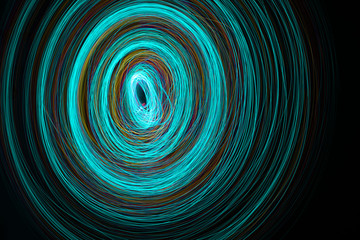 Green/Blue Circular abstract fractal background Painted with LEDs on long exposure
