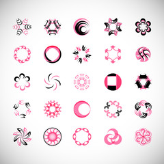 Abstract Circle Icon Set. Vector Isolated On Gray. Abstract Circle For Company Symbol, Dot Logo, Technology Icon And Element Design.Creative Circle Icons For Dot And Tech Logo. Abstract Round Template