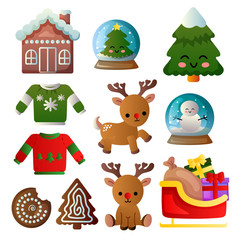 Fototapeta premium christmas colored icon vector set collection