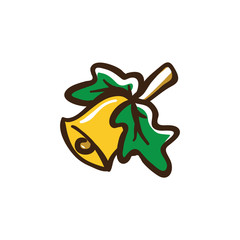 Simple golden Christmas bell icon logo design