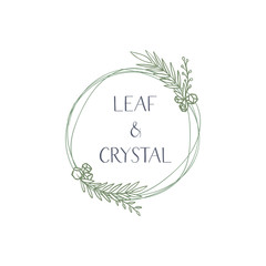 Leaf and crystal round frame design template