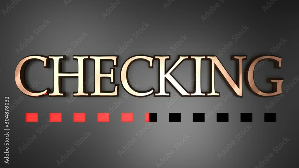 Poster the write checing in satin copper on black glossy surface, with red square dots lighting up along ti