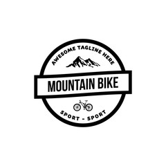 Mountain and bike sport outdoor label logo