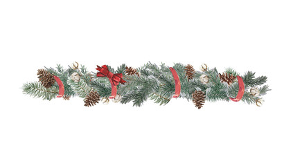 Set of christmas border design elements, floral garland