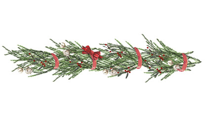 Set of christmas border design elements, floral garland