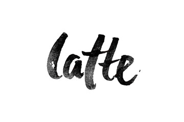 Latte lettering. Vector illustration of handwritten lettering. Vector elements for coffee shop, market, cafe design, restaurant menu and recipes.