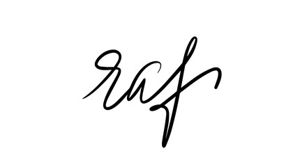 Raf lettering. Vector illustration of handwritten lettering. Vector elements for coffee shop, market, cafe design, restaurant menu and recipes.