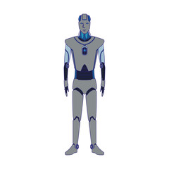 Fototapeta na wymiar robot standing icon, flat design