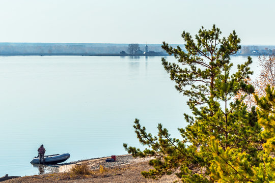 Fishing on the Ob river. Spirino, Orda district, Western Siberia