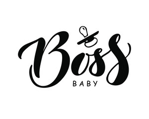 Baby Boss  hand drawn lettering.Vector illustration. Design for boys and  girls clothes, badge, card, postcard, tag, icon, T-shirt , banner. 