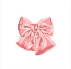 Realistic pink bow isolated on transparent background. Detailed decoration elements for Christmas, birthday, Valentine s Day, Women s, Mothers Day, and other celebrations.