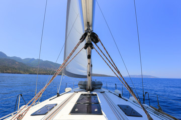 Front view of sailing yacht