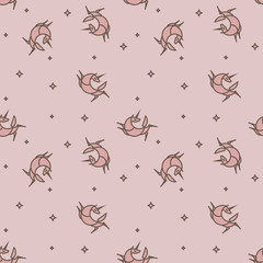 Cute illustration for childrens textile. Seamless pattern. Soft colors. White unicorns.