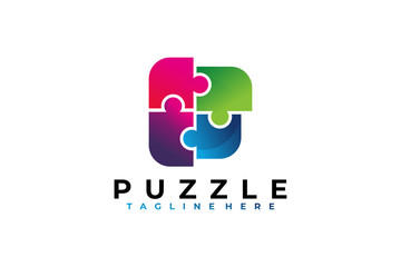 puzzle logo icon vector isolated