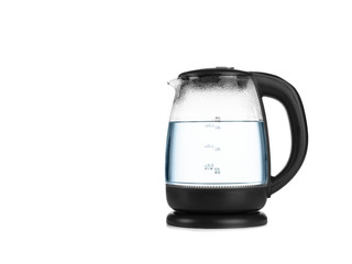 Glass kettle isolated on white background