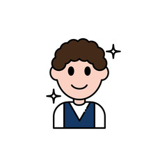 school little student boy fill style