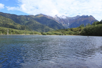 大正池と穂高連峰