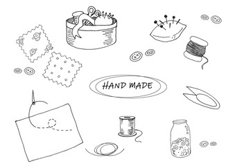 ハンドメイド線画イラスト