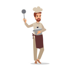 Naklejka premium Cook male character vector design. Animate personage. Set of fun cartoon person. Isolated on white background.
