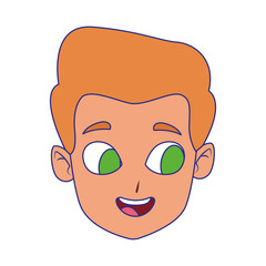 cute happy blondie boy icon, flat design