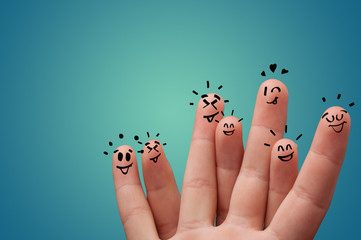 Waggish happy fingers with team building concept