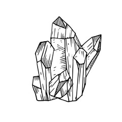 hand drawn crystals. Romantic decorative isolated elements perfect for gretting card, gift paper, wedding decor.